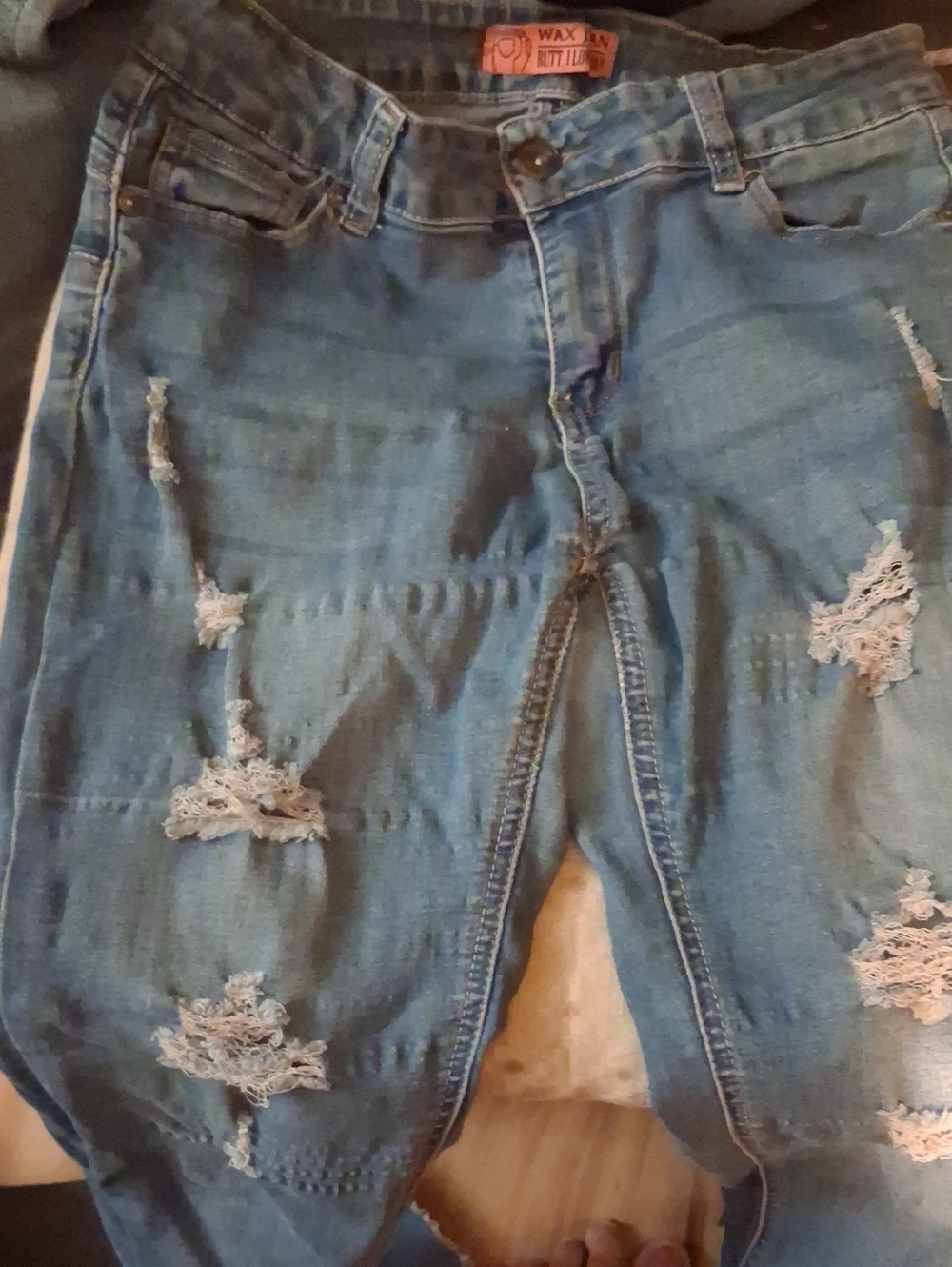 Wax Jean Distressed Light Blue Skinny Jeans